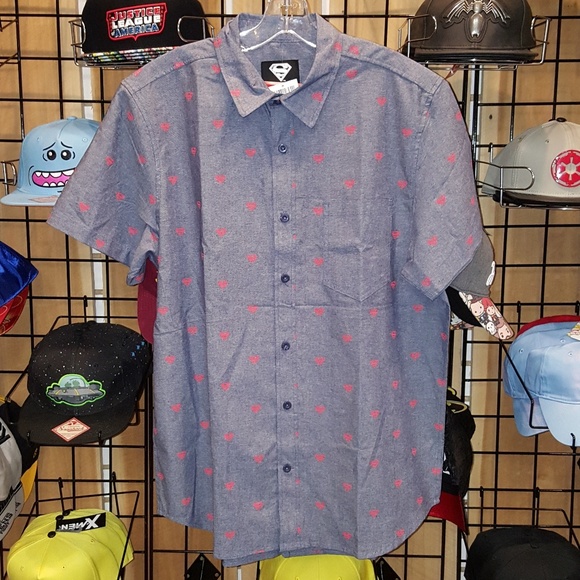 Superman Logo Button Up Shirt, New, DC Comics - Picture 2 of 7